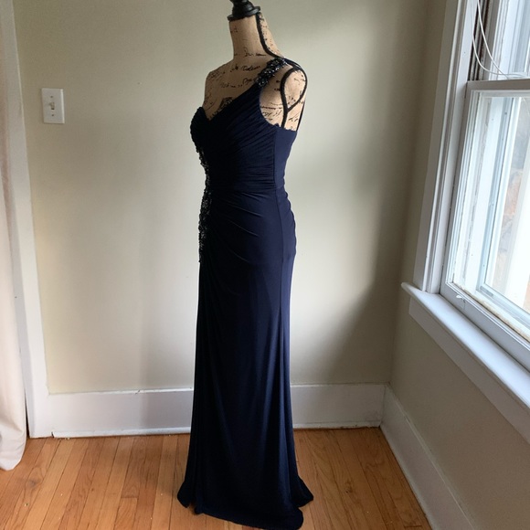 Xscape blue one shoulder dress size 4 - Picture 5 of 16